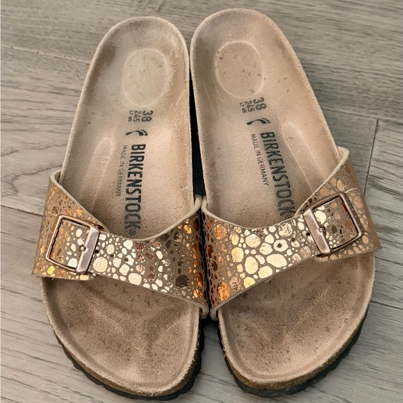 Birkenstock Shoes - Birkenstock Madrid Stones Copper Metallic Pattern Sandals